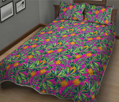 Hot Purple Pineapple Pattern Print Quilt Bed Set