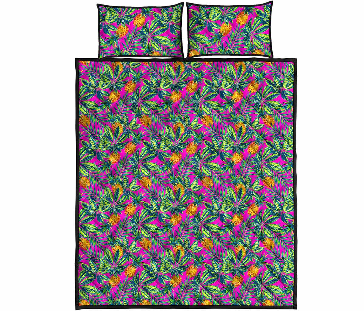 Hot Purple Pineapple Pattern Print Quilt Bed Set