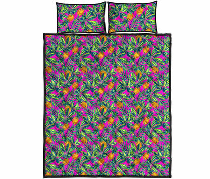 Hot Purple Pineapple Pattern Print Quilt Bed Set