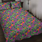 Hot Purple Pineapple Pattern Print Quilt Bed Set