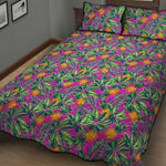Hot Purple Pineapple Pattern Print Quilt Bed Set