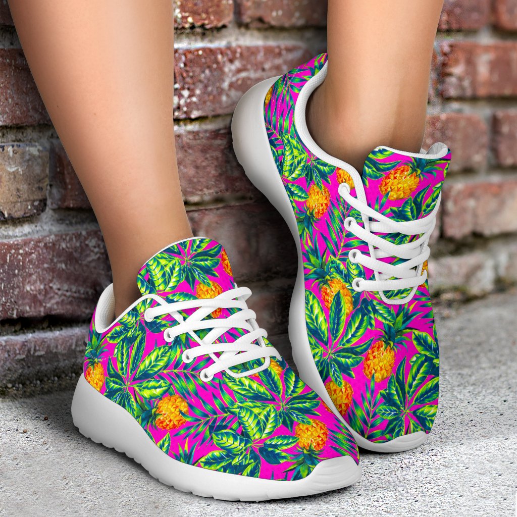 Hot Purple Pineapple Pattern Print Sport Shoes GearFrost