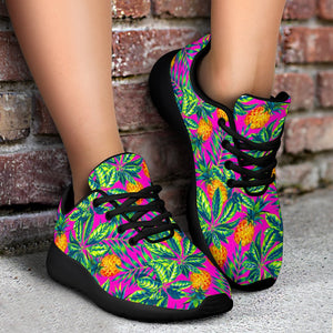 Hot Purple Pineapple Pattern Print Sport Shoes GearFrost