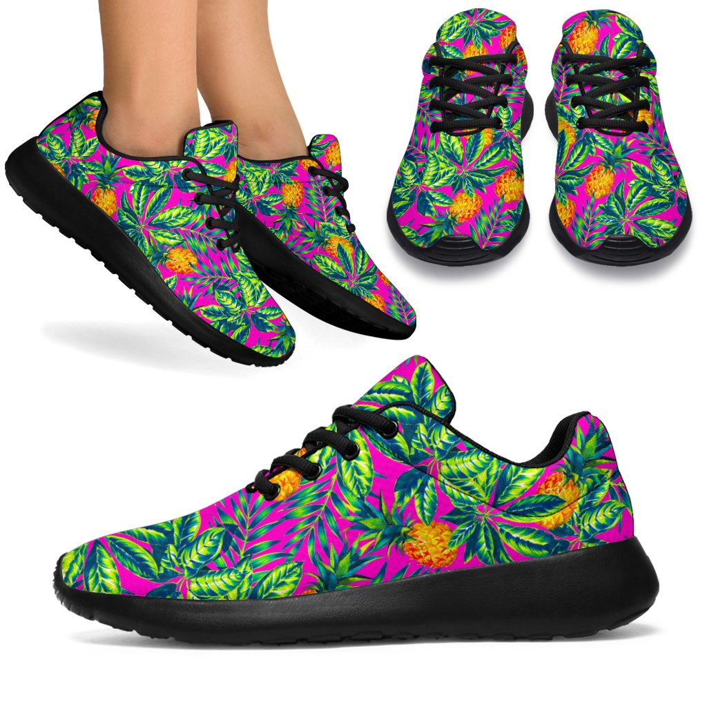 Hot Purple Pineapple Pattern Print Sport Shoes GearFrost