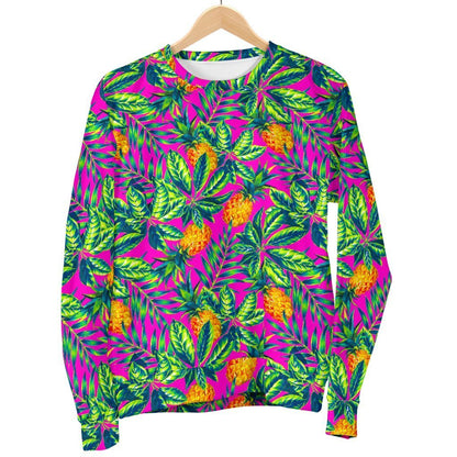 Hot Purple Pineapple Pattern Print Women's Crewneck Sweatshirt GearFrost