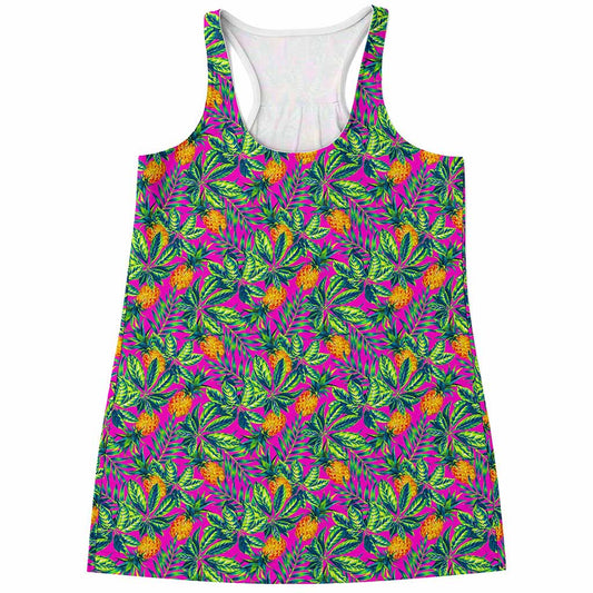 Hot Purple Pineapple Pattern Print Women's Racerback Tank Top