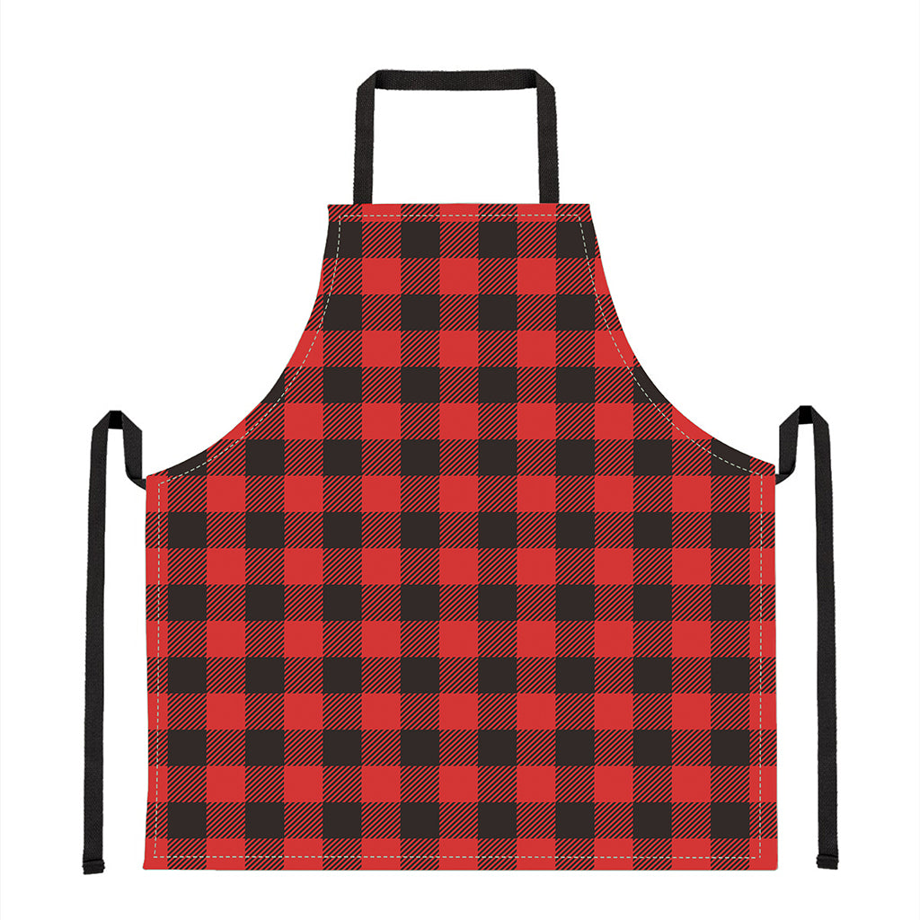 Hot Red Buffalo Plaid Print Apron