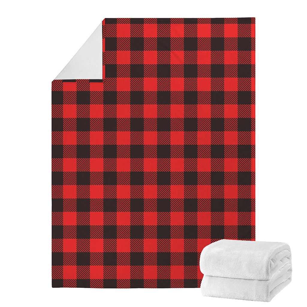 Hot Red Buffalo Plaid Print Blanket