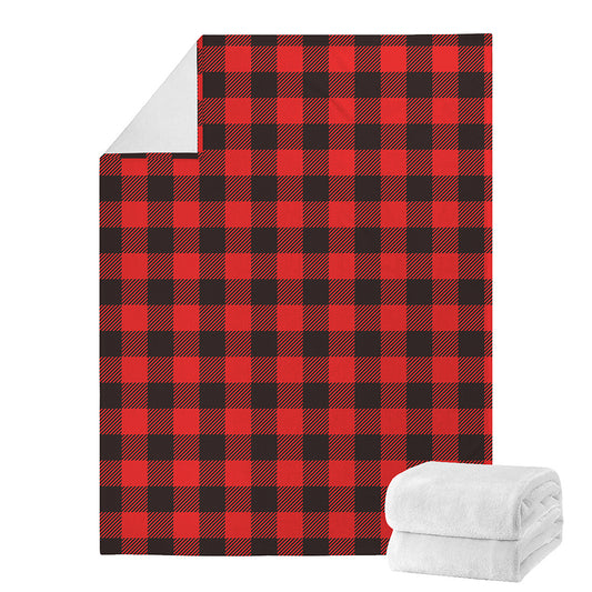 Hot Red Buffalo Plaid Print Blanket