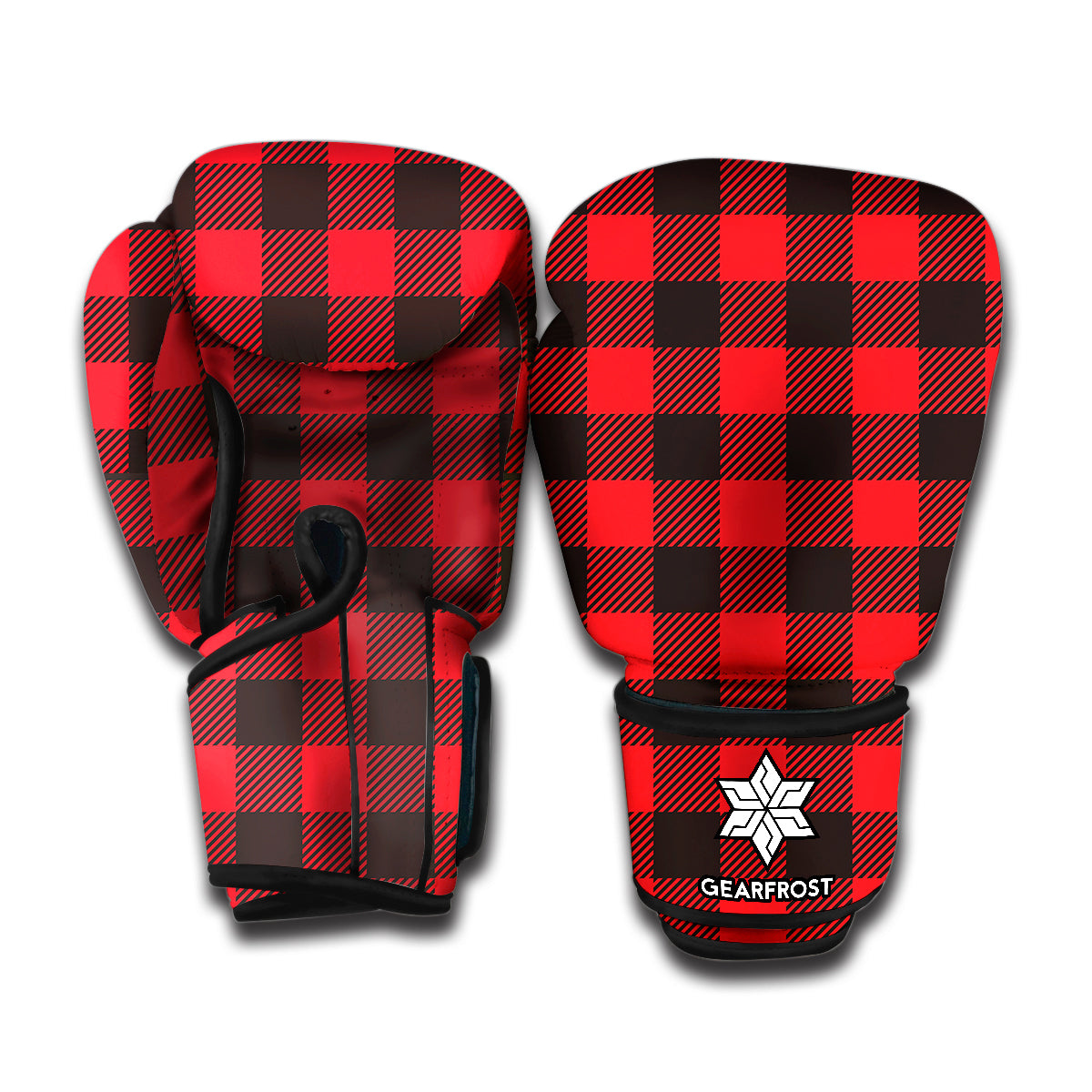 Hot Red Buffalo Plaid Print Boxing Gloves