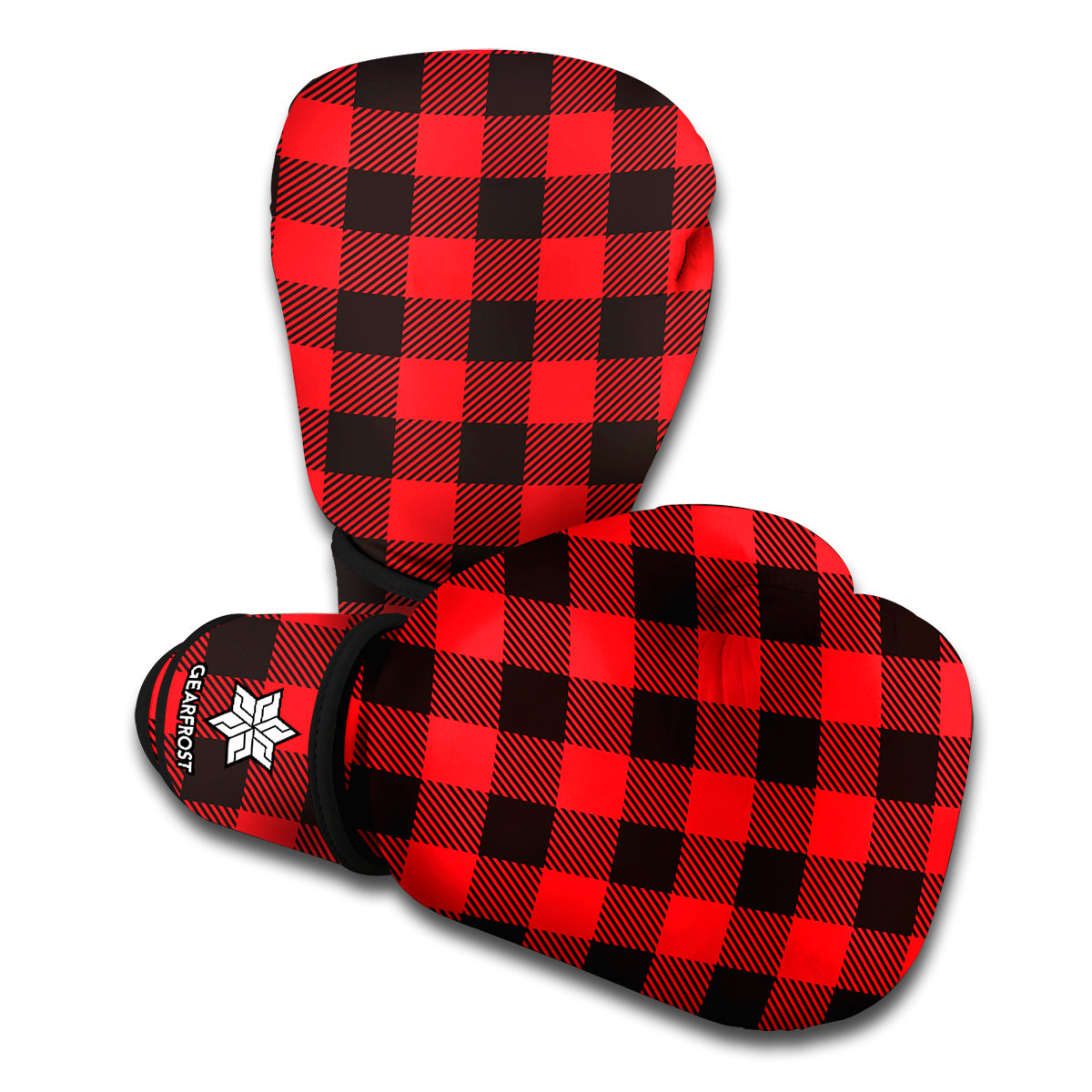 Hot Red Buffalo Plaid Print Boxing Gloves