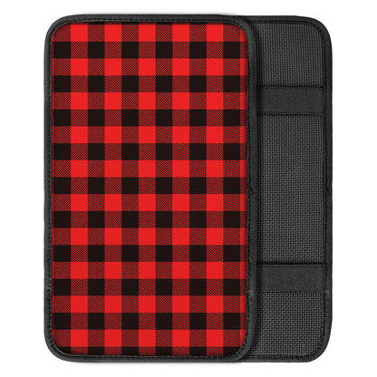 Hot Red Buffalo Plaid Print Car Center Console Cover