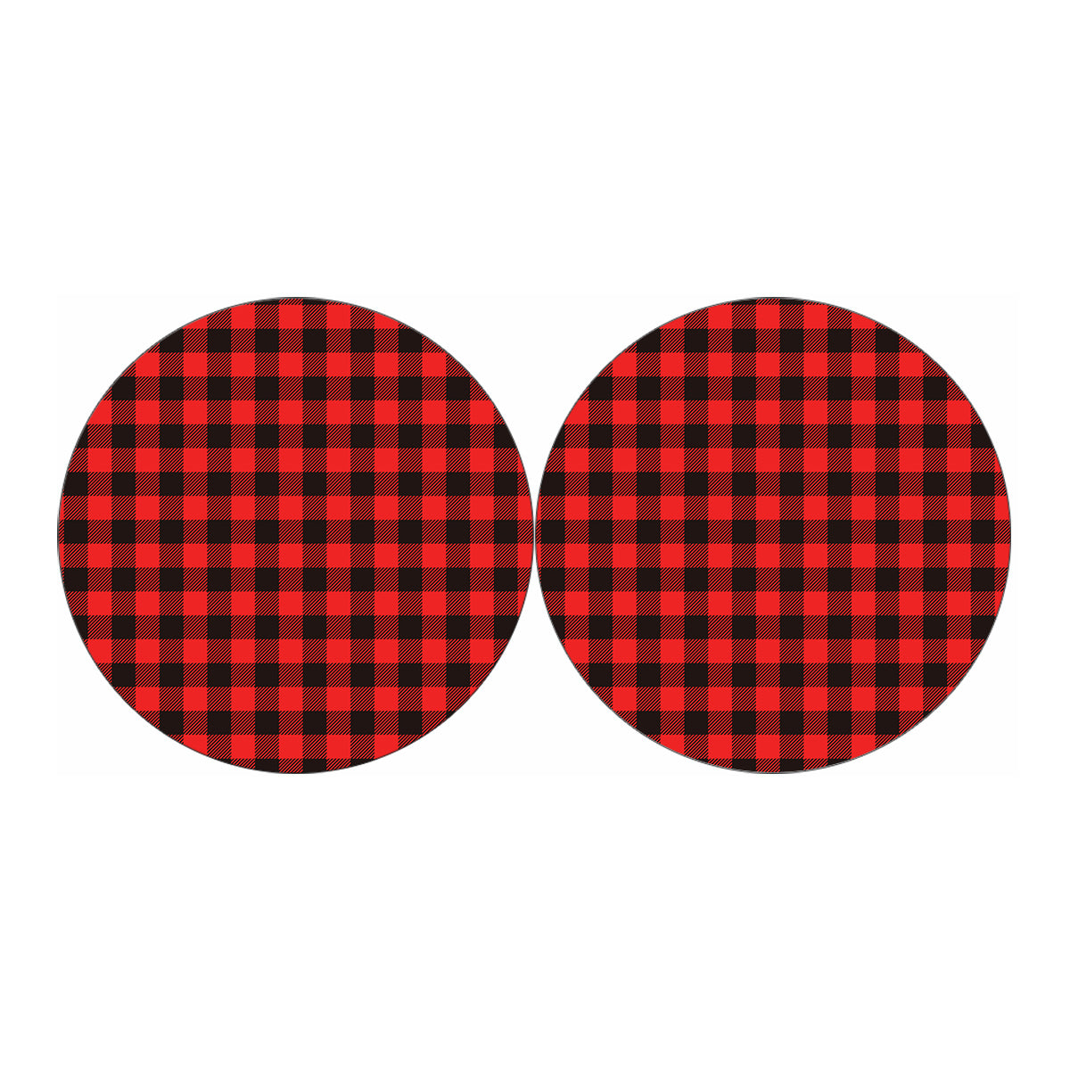 Hot Red Buffalo Plaid Print Car Coasters