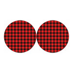 Hot Red Buffalo Plaid Print Car Coasters