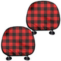 Hot Red Buffalo Plaid Print Car Headrest Covers
