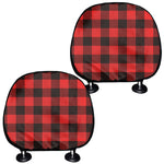 Hot Red Buffalo Plaid Print Car Headrest Covers