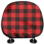 Hot Red Buffalo Plaid Print Car Headrest Covers