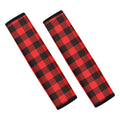 Hot Red Buffalo Plaid Print Car Seat Belt Covers