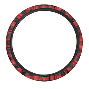 Hot Red Buffalo Plaid Print Car Steering Wheel Cover