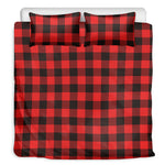 Hot Red Buffalo Plaid Print Duvet Cover Bedding Set