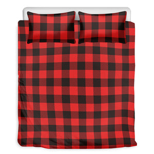 Hot Red Buffalo Plaid Print Duvet Cover Bedding Set