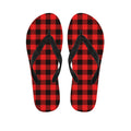 Hot Red Buffalo Plaid Print Flip Flops