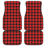 Hot Red Buffalo Plaid Print Front and Back Car Floor Mats