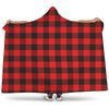 Hot Red Buffalo Plaid Print Hooded Blanket