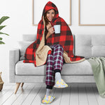 Hot Red Buffalo Plaid Print Hooded Blanket