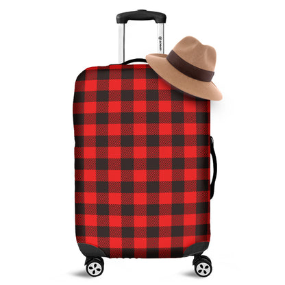Hot Red Buffalo Plaid Print Luggage Cover