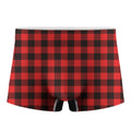 Hot Red Buffalo Plaid Print Men's Boxer Briefs