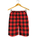 Hot Red Buffalo Plaid Print Men's Shorts