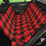 Hot Red Buffalo Plaid Print Pet Car Back Seat Cover