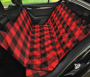 Hot Red Buffalo Plaid Print Pet Car Back Seat Cover