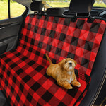 Hot Red Buffalo Plaid Print Pet Car Back Seat Cover