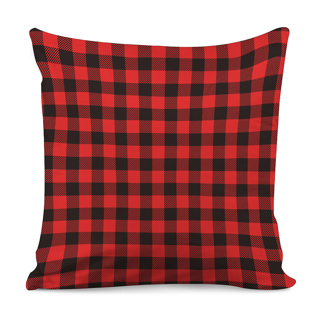 Hot Red Buffalo Plaid Print Pillow Cover