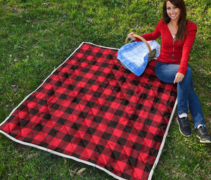 Hot Red Buffalo Plaid Print Quilt