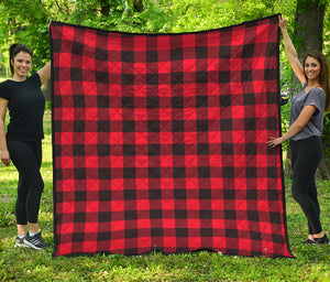 Hot Red Buffalo Plaid Print Quilt