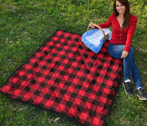 Hot Red Buffalo Plaid Print Quilt