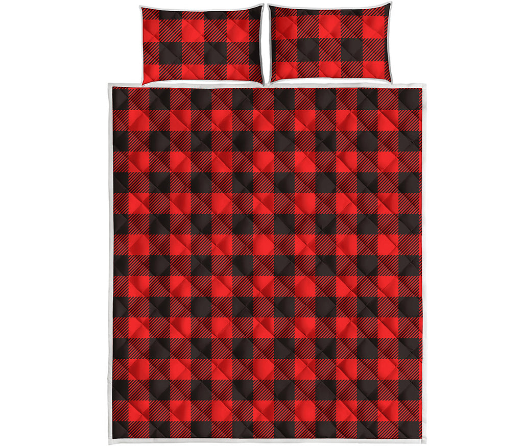 Hot Red Buffalo Plaid Print Quilt Bed Set