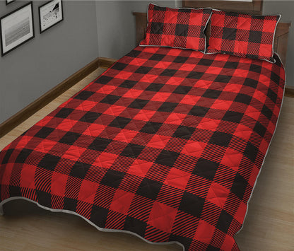 Hot Red Buffalo Plaid Print Quilt Bed Set