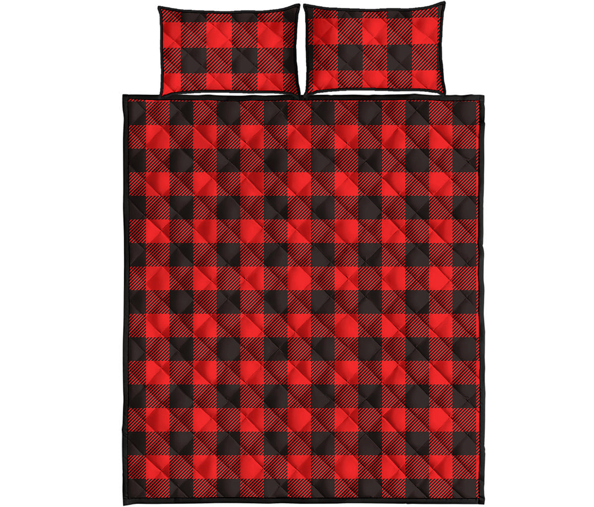 Hot Red Buffalo Plaid Print Quilt Bed Set