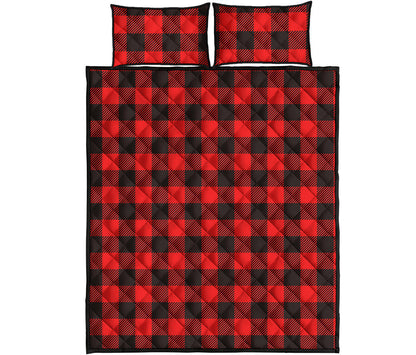 Hot Red Buffalo Plaid Print Quilt Bed Set