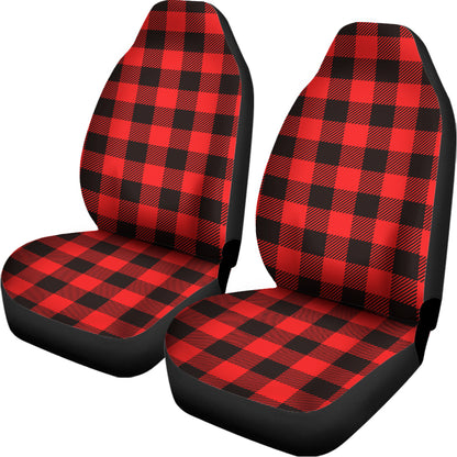 Hot Red Buffalo Plaid Print Universal Fit Car Seat Covers