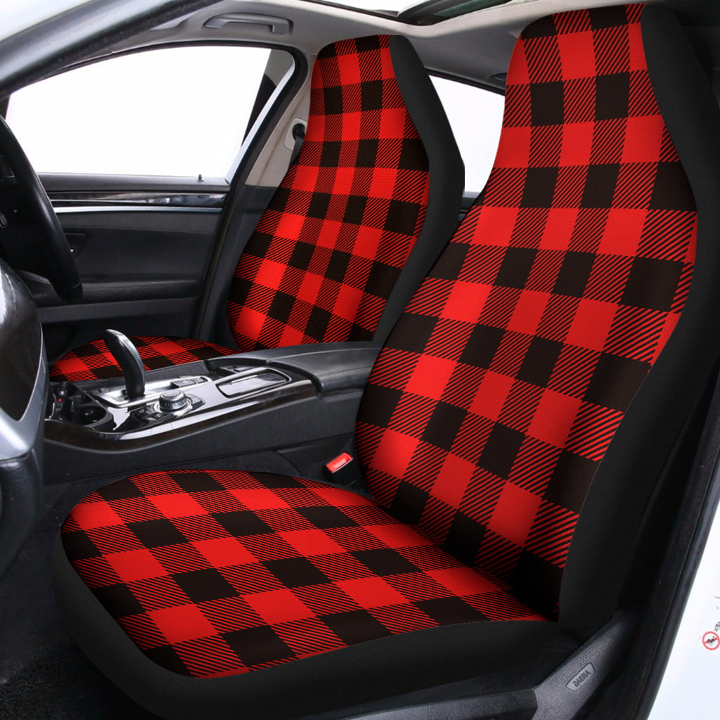 Hot Red Buffalo Plaid Print Universal Fit Car Seat Covers