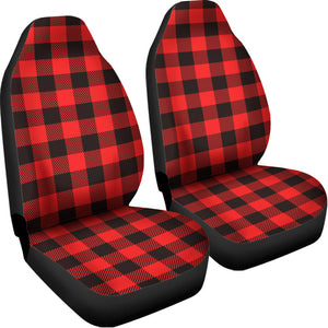 Hot Red Buffalo Plaid Print Universal Fit Car Seat Covers