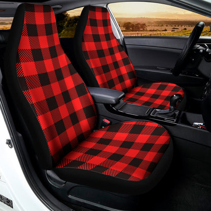 Hot Red Buffalo Plaid Print Universal Fit Car Seat Covers