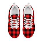 Hot Red Buffalo Plaid Print White Sneakers