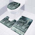 Howling Snowy Wolf Painting Print 3 Piece Bath Mat Set