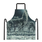 Howling Snowy Wolf Painting Print Apron